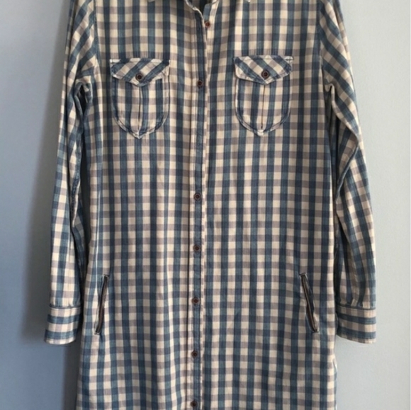 Maison Scotch Sky Blue Check Shirt Dress Large - Picture 3 of 4